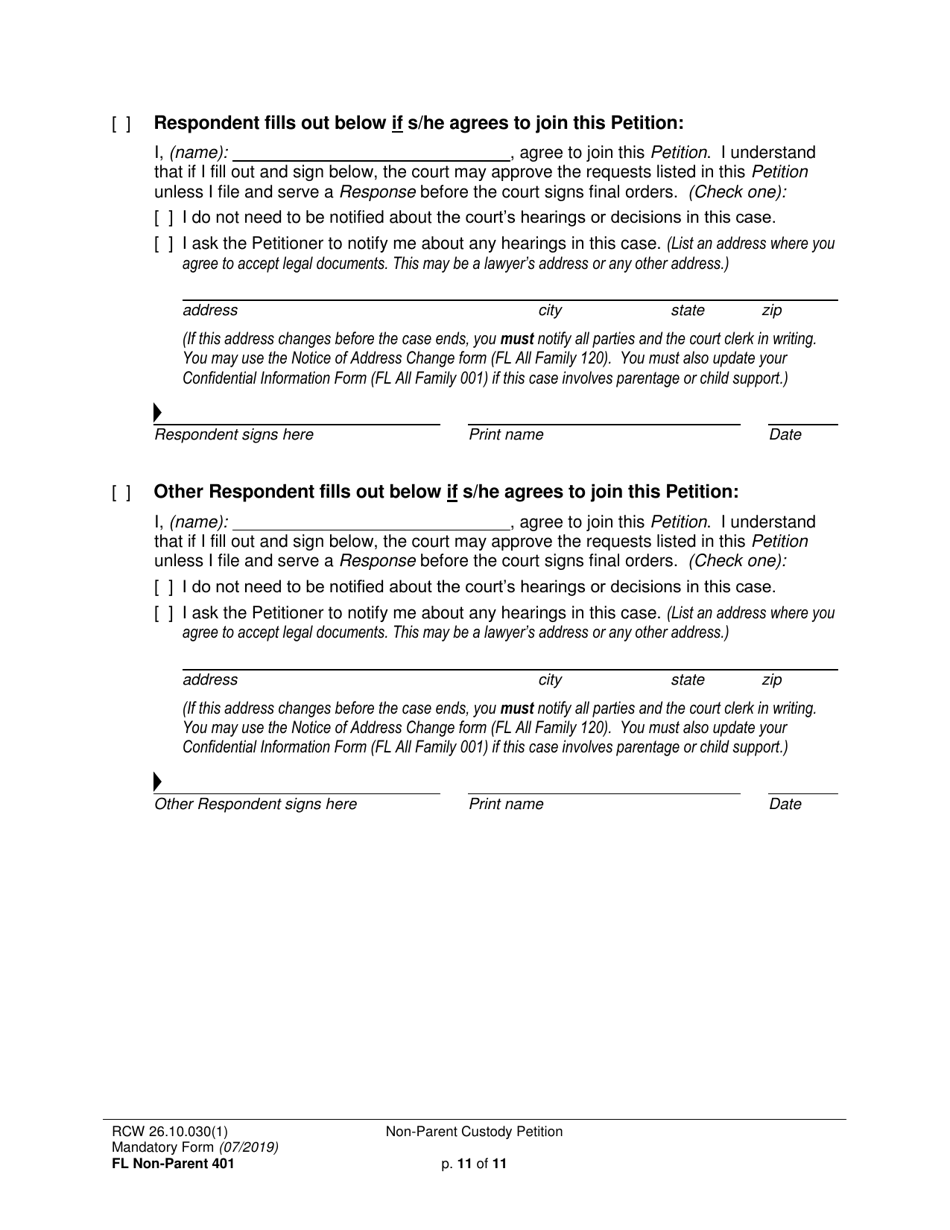 Form FL Non-Parent401 Non-parent Custody Petition - Washington, Page 11