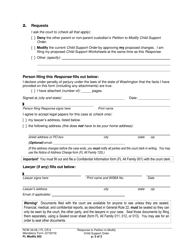 Form FL Modify502 Response to Petition to Modify Child Support Order - Washington, Page 3