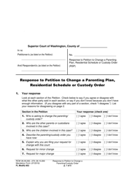 Form FL Modify602 Response to Petition to Change a Parenting Plan, Residential Schedule or Custody Order - Washington