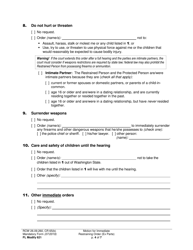 Form FL Modify621 Motion for Immediate Restraining Order (Ex Parte) - Washington, Page 4