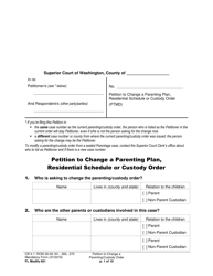 Form FL Modify601 Petition to Change a Parenting Plan, Residential Schedule or Custody Order - Washington