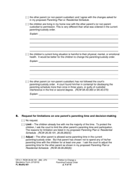 Form FL Modify601 Petition to Change a Parenting Plan, Residential Schedule or Custody Order - Washington, Page 4