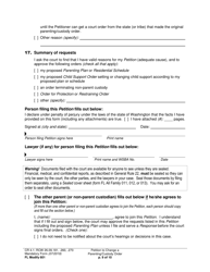Form FL Modify601 Petition to Change a Parenting Plan, Residential Schedule or Custody Order - Washington, Page 9