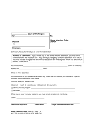 Document preview: Form WPF CR04.0500 Home Detention Order - Washington