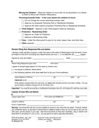 Form FL Relocate722 Response to Objection About Moving With Children and Petition About Changing a Parenting/Custody Order (Relocation) - Washington, Page 7