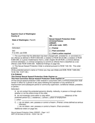 Form WPF CR84.0440 Sexual Assault Protection Order (Criminal/Felony) - Washington