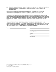 Form WPF GARN01.0570 Notice to Defendant of Nonresponsive Exemption Claim (Ntdef) - Washington, Page 2
