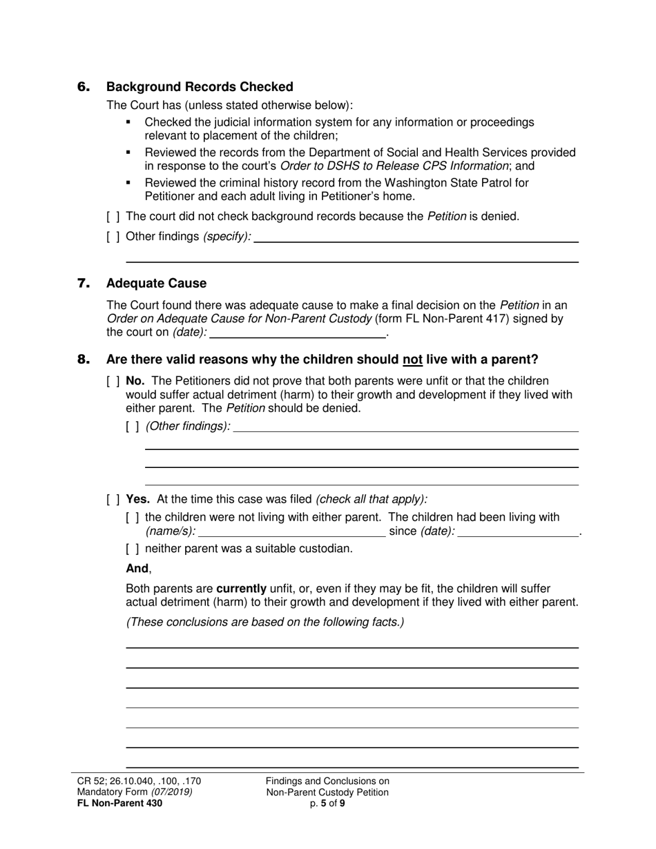 Form FL Non-Parent430 Download Printable PDF or Fill Online Findings ...