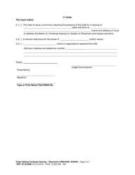 Form WPF JU05.0960 Order Setting Contempt Hearing &quot; Placement - Washington, Page 2