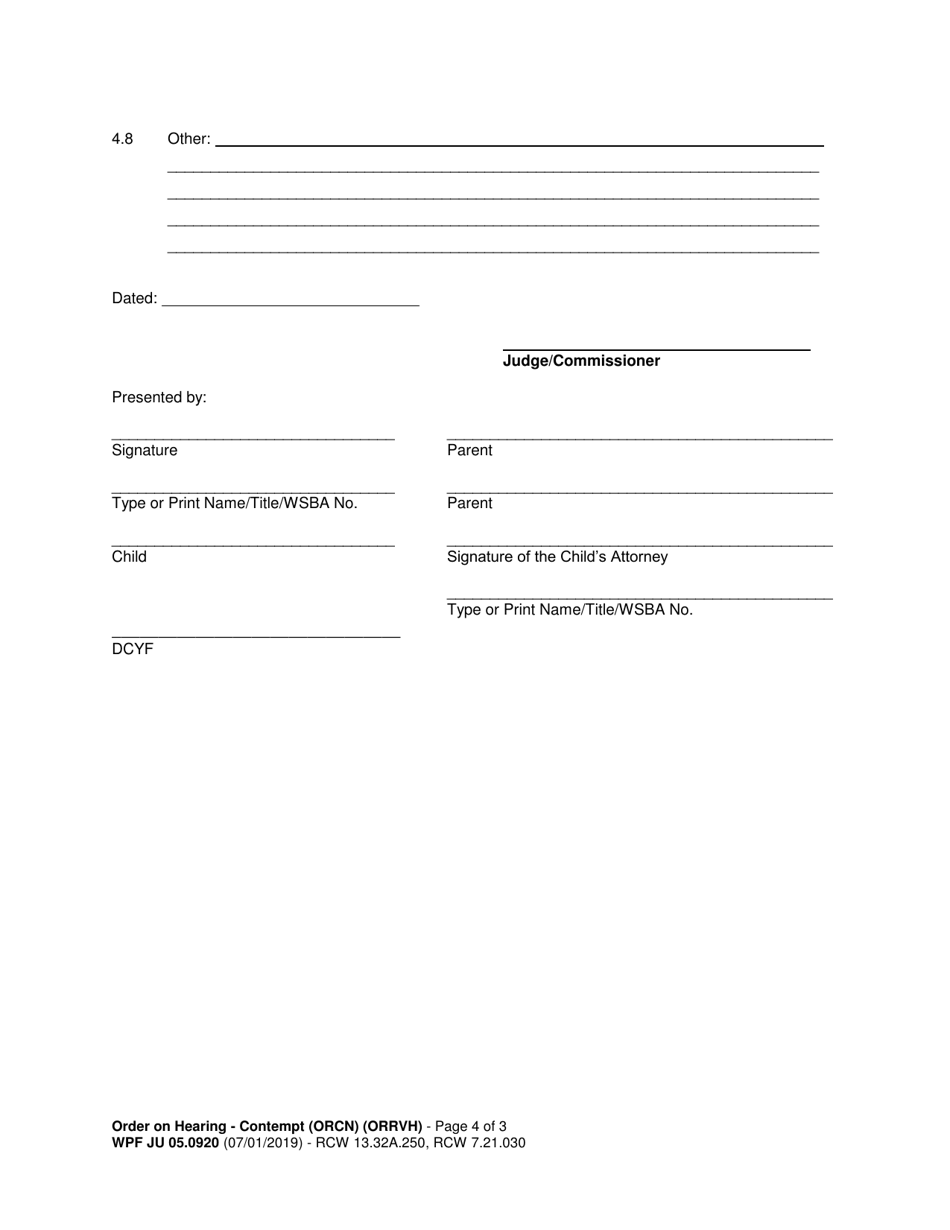 Form WPF JU05.0920 Download Printable PDF or Fill Online Order on ...