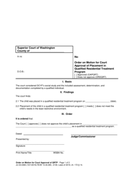 Form JU03.0460 Order on Motion for Court Approval of Placement in Qualified Residential Treatment Program - Washington