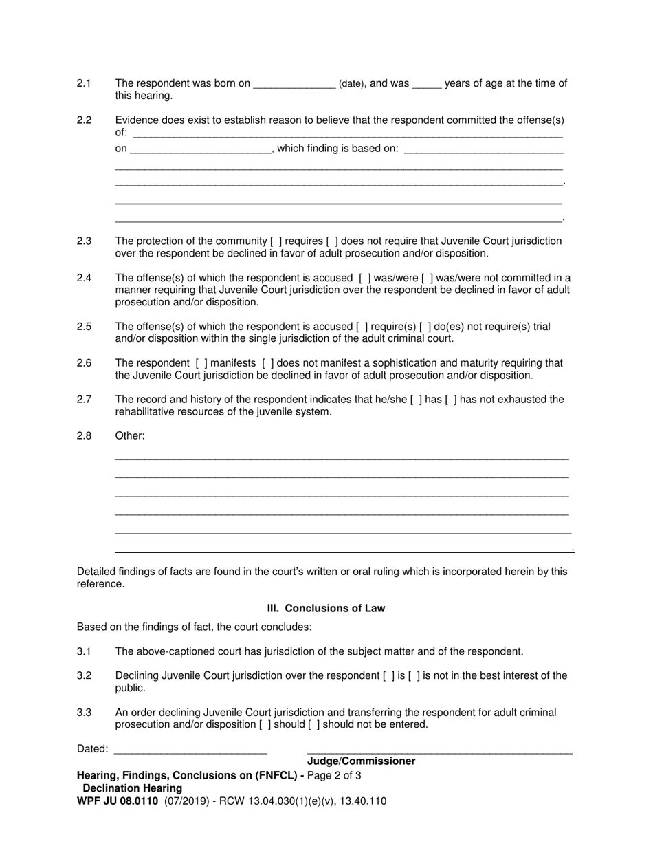 Form WPF JU08.0110 Download Printable PDF or Fill Online Hearing ...