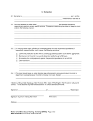 Form WPF JU03.0700 Motion to Set Show Cause Hearing - Contempt (Dependency) (Mtsc) - Washington, Page 2