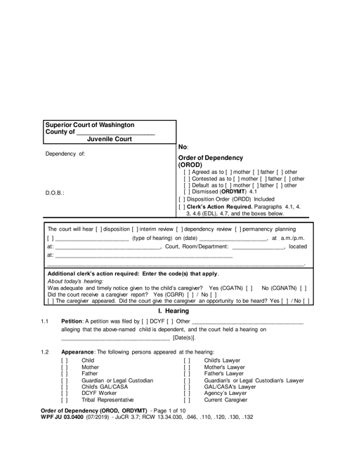 Form WPF JU03.0400  Printable Pdf