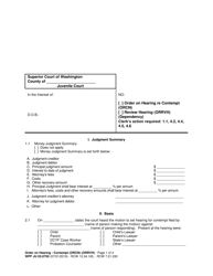 Document preview: Form WPF JU03.0750 Order on Hearing Re Contempt (Orcn) / Review Hearing (Orrvh) (Dependency) - Washington