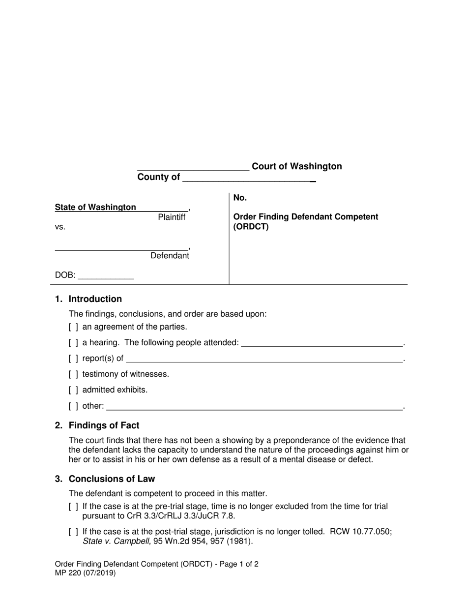 Form MP220 Download Printable PDF or Fill Online Order Finding ...