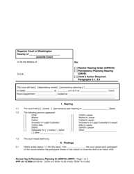 Document preview: Form WPF JU12.0500 Review Hearing Order (Orrvh)/Permanency Planning Hearing (Orpp) - Washington