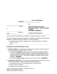 Form MP275 Order Dismissing Nonserious Nonfelony Charges - Order to Release or Detain - Washington