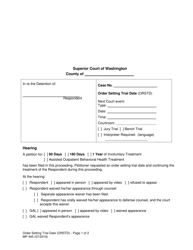 Form MP445 Order Setting Trial Date - Washington