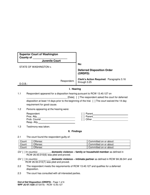 Form WPF JU07.1320  Printable Pdf