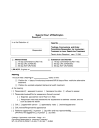 Document preview: Form MP410 Findings, Conclusions, and Order Committing Respondent for Involuntary Treatment or Less Restrictive Treatment (14-day, 90-day LRA, 90-day Aot) - Washington