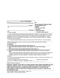 Document preview: Form CrRLJ07.0970 Sexual Assault Protection Order - Washington