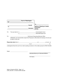 Document preview: Form CrRLJ09.0150 Notice of Hearing to Vacate Conviction (Nthg) - Washington