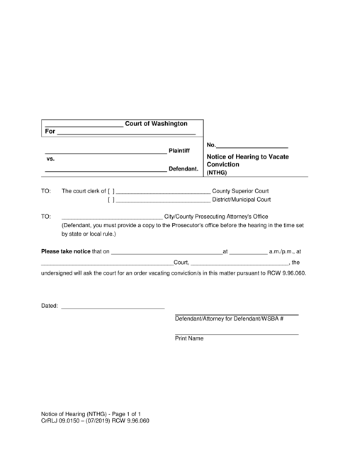 Form CrRLJ09.0150  Printable Pdf