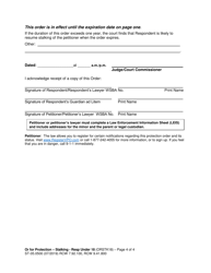 Form ST-05.0500 Order for Protection - Respondent Under Age 18 - Stalking (Orstk18) - Washington, Page 4