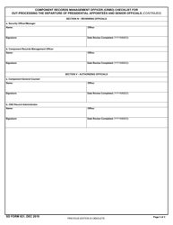 SD Form 821 Component Records Management Officer (Crmo) Checklist for out-Processing the Departure of Presidential Appointees and Senior Officials, Page 2