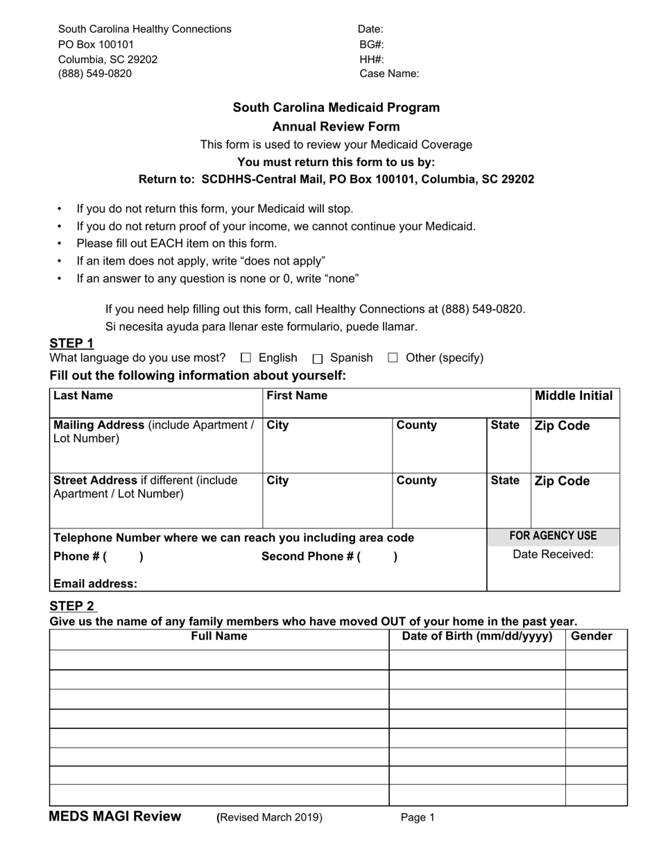 South Carolina South Carolina Medicaid Program Annual Review Form Fill Out Sign Online And 1881