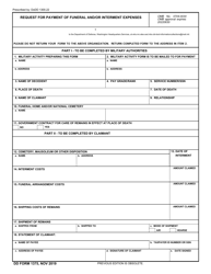 DD Form 1375 Request for Payment of Funeral and/or Interment Expenses