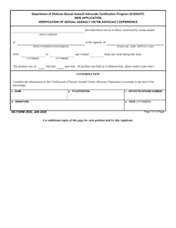 DD Form 2950 Department of Defense Sexual Assault Advocate Certification Program (D-Saacp) Application Packet for New Applicants, Page 7