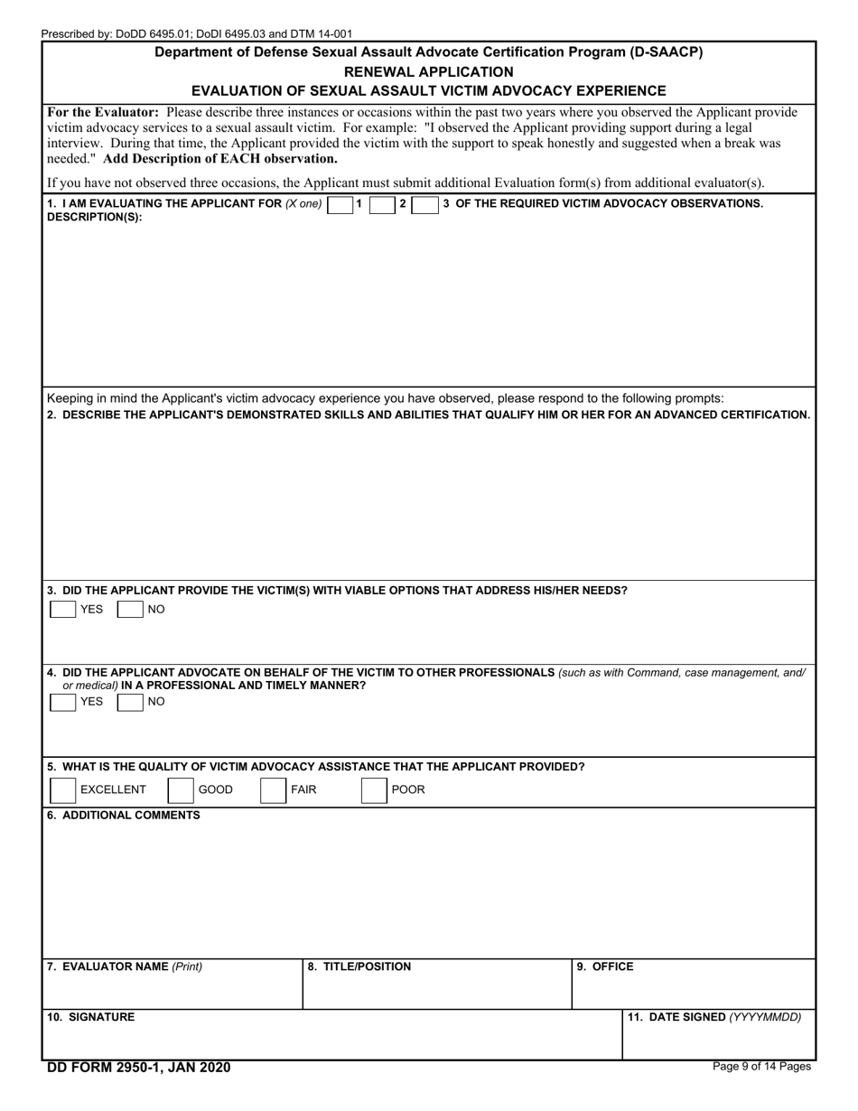 DD Form 2950-1 Download Fillable PDF or Fill Online Department of ...