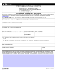 Document preview: VA Form 0918D Veterans Day National Site Application