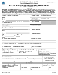 CBP Form 7553 Notice of Intent to Export, Destroy or Return Merchandise for Purposes of Drawback