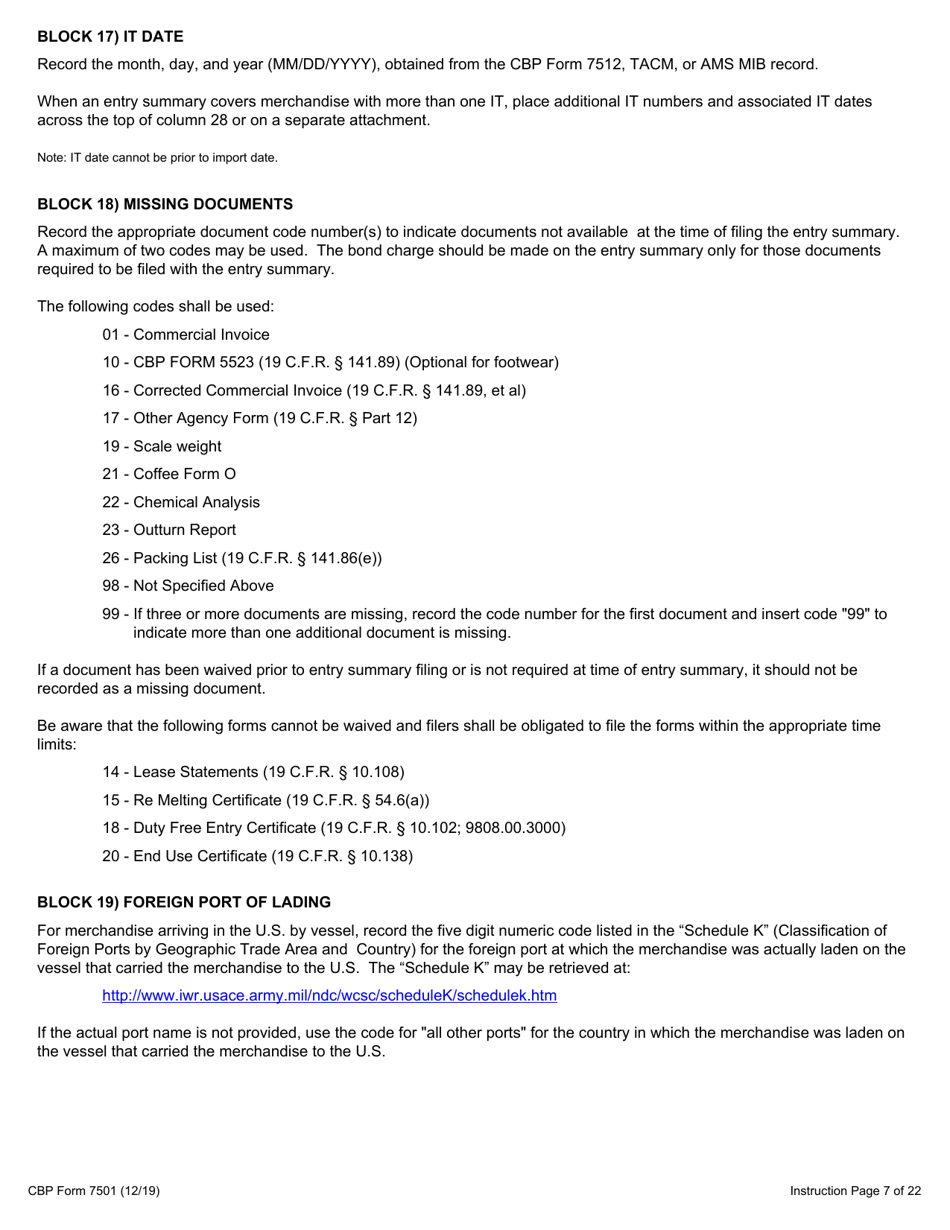 CBP Form 7501 Entry Summary, Page 10