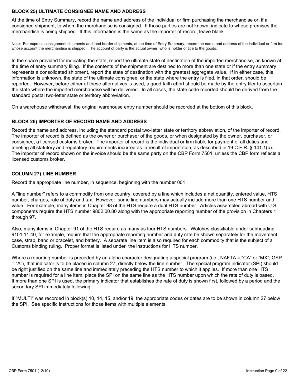 CBP Form 7501 Entry Summary, Page 12