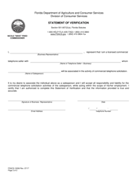 Form FDACS-100006 Florida Telemarketing Act Material Change Form - Florida, Page 2