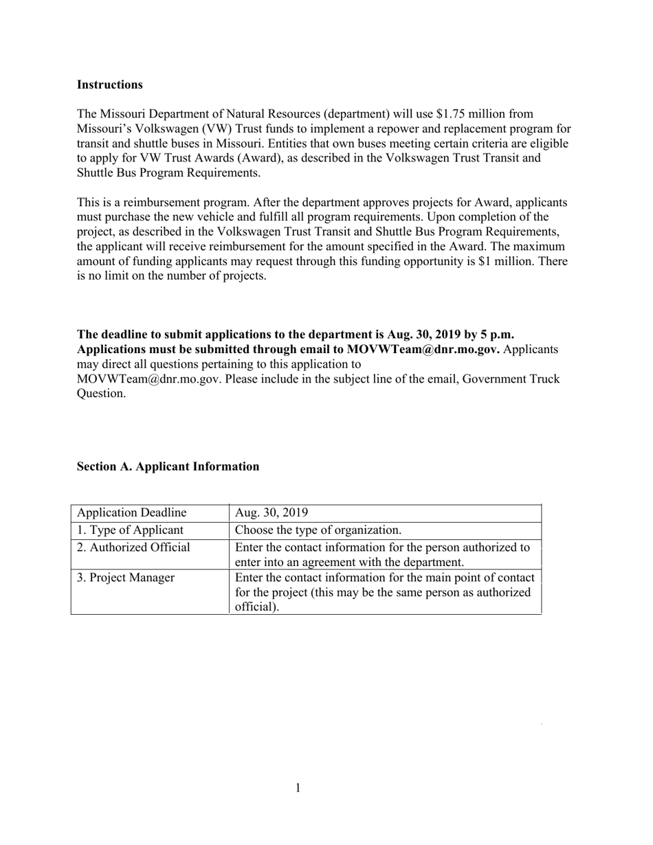 Form MO780-2842 Volkswagen Trust Transit and Shuttle Bus Program Application - Missouri, Page 3