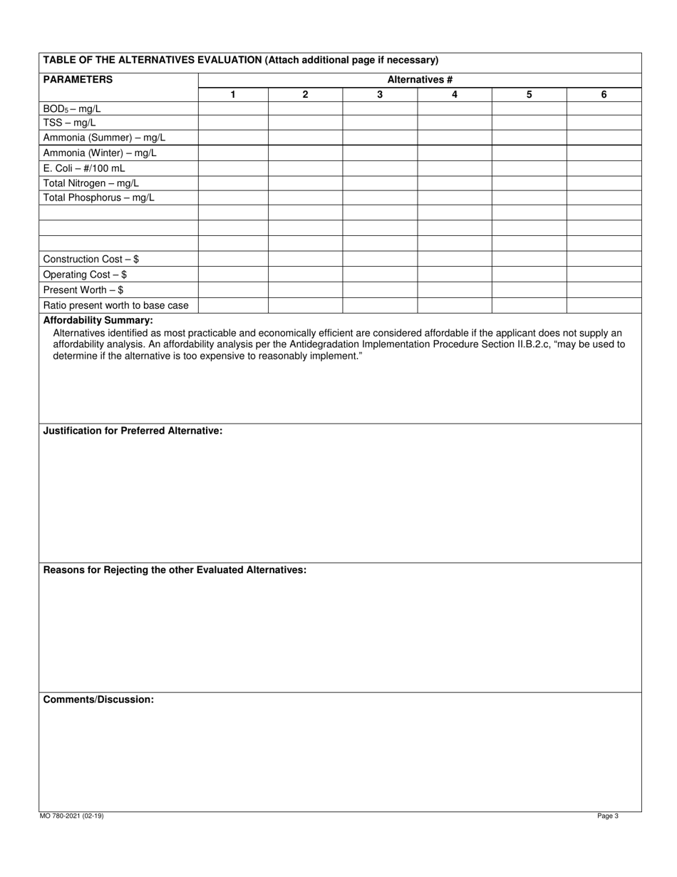 Form MO780-2021 Antidegradation Review Summary Path C: Tier 2 - Significant Degradation - Missouri, Page 3