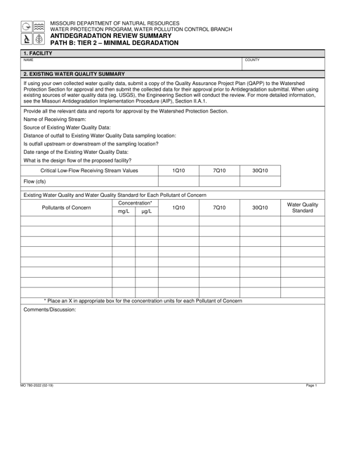 Form MO780-2022  Printable Pdf
