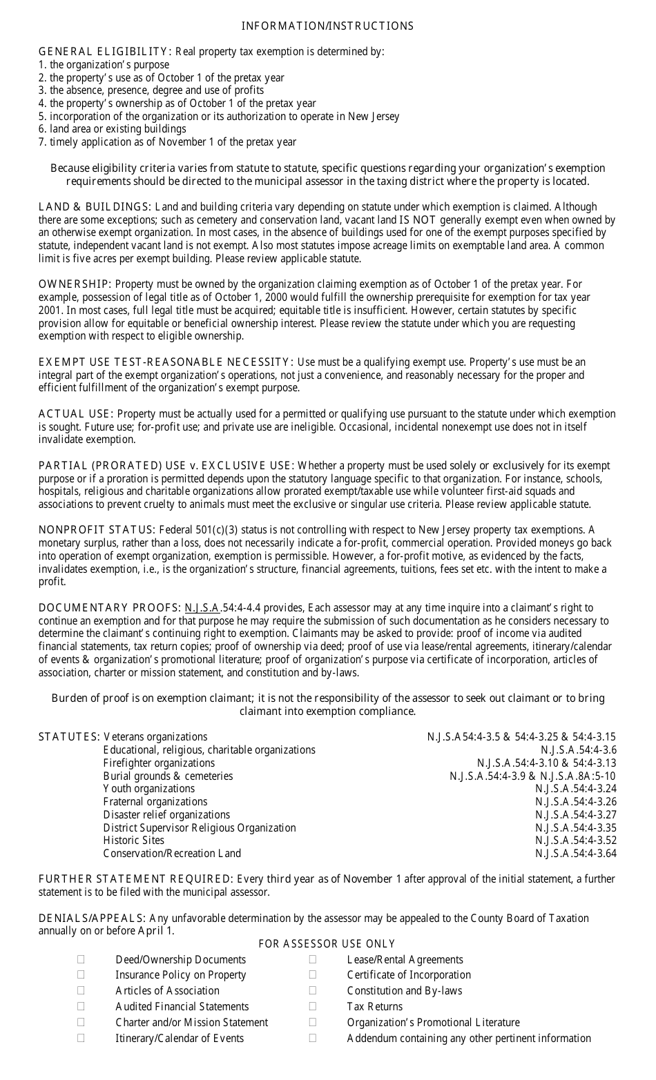 Form I.S. Initial Statement of Organization Claiming Property Tax Exemption - New Jersey, Page 2
