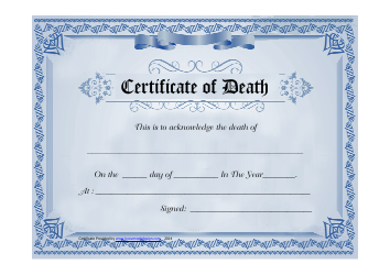 &quot;Blue Certificate of Death Template&quot;