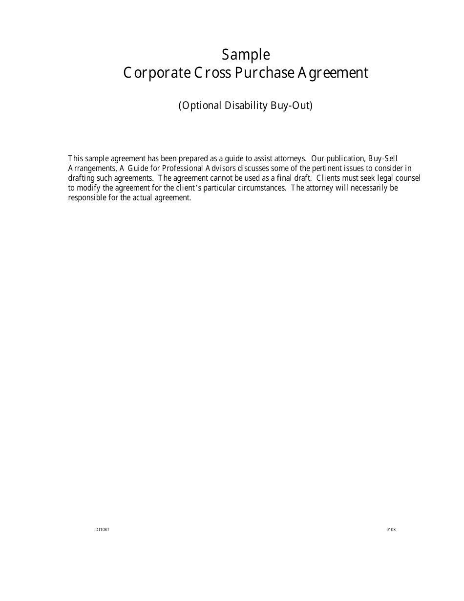 Corporate Cross Purchase Agreement Template, Page 1