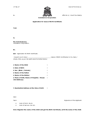 Document preview: Form 17 Application for Issue of Birth Certificate - Coimbatore, Tamil Nadu, India