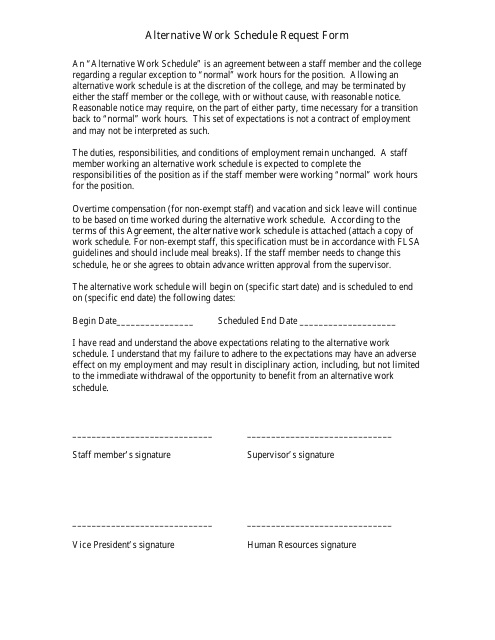 Alternative Work Schedule Request Form Download Pdf