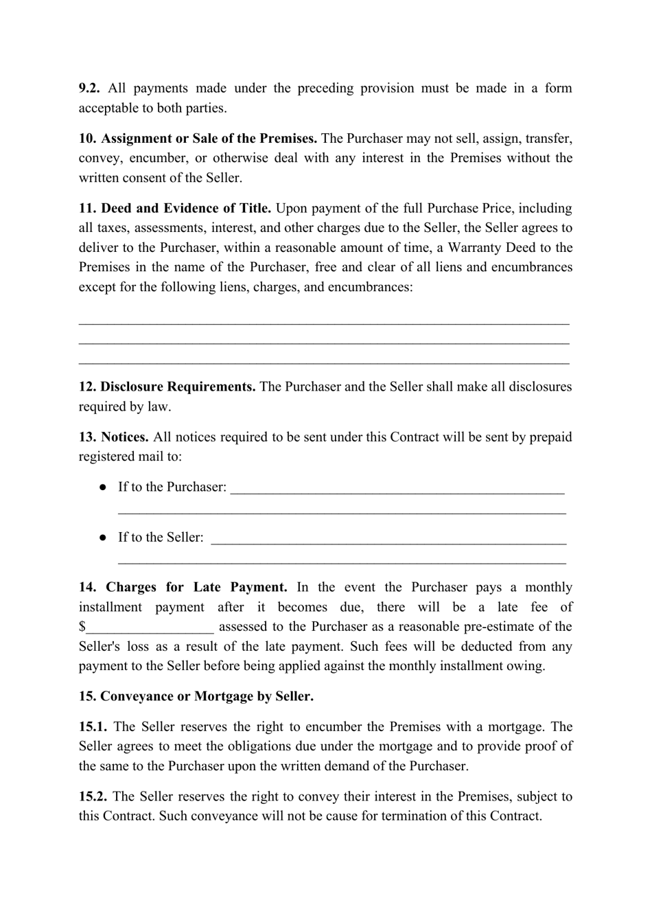 Indiana Contract for Deed (Land Contract) - Fill Out, Sign Online and ...
