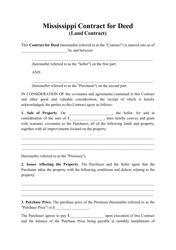Document preview: Contract for Deed (Land Contract) - Mississippi