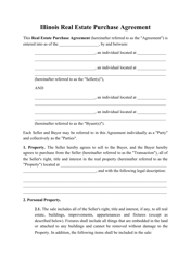 &quot;Real Estate Purchase Agreement Template&quot; - Illinois